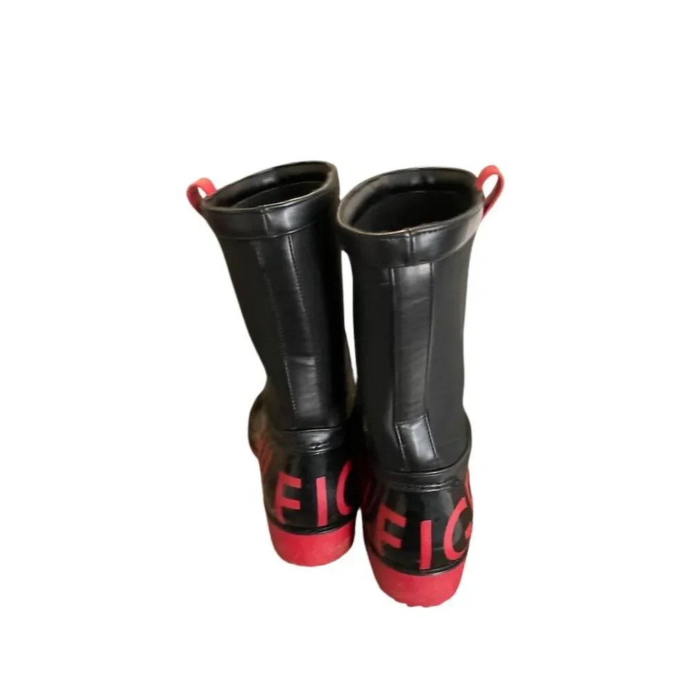 Tommy Hilfiger Women's Black Rain Boots Size 7 with Red Soles - Picture 3 of 5